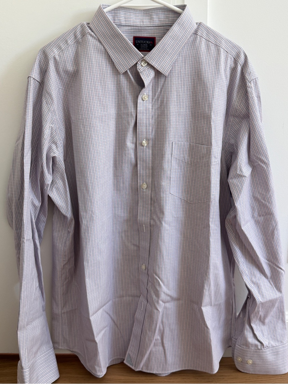 UNTUCKit Lattanzio Men’s XL Light Blue Red Check Wrinkle Free Cotton Shirt